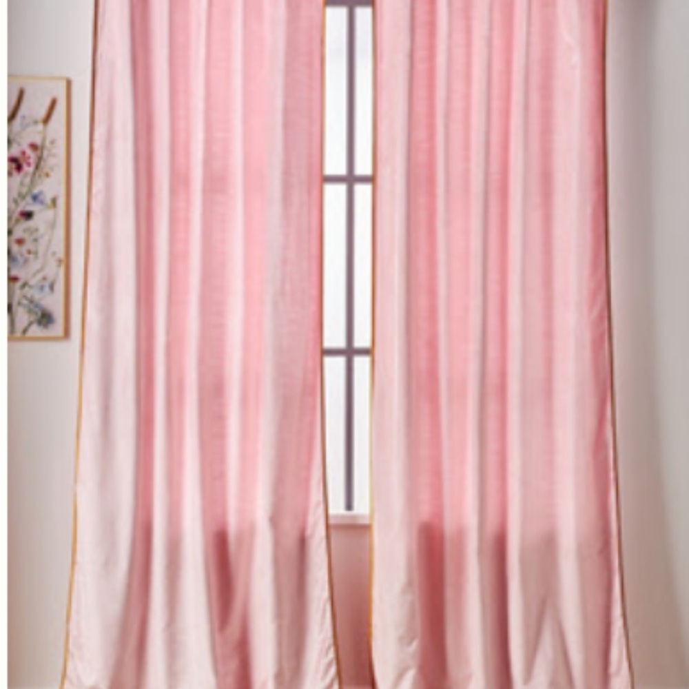 Set of TWO Anthropologie Adelina Velvet Pink Curtains